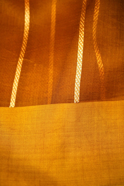 Yellow Pure Kora Silk Saree