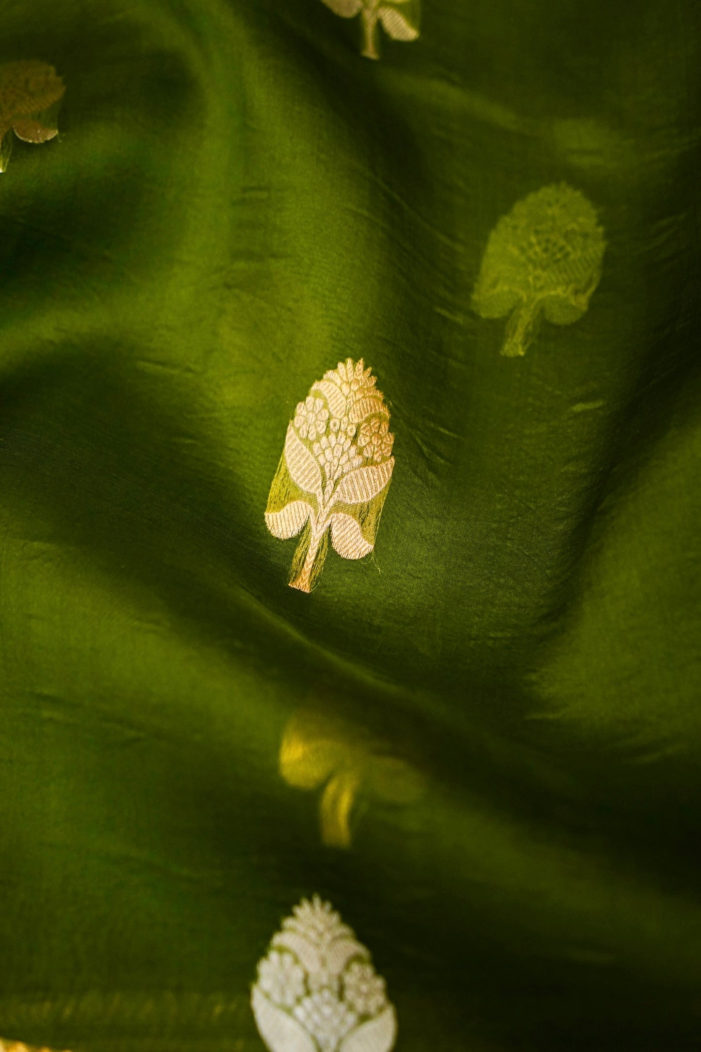 Green Pure Kora Silk Saree