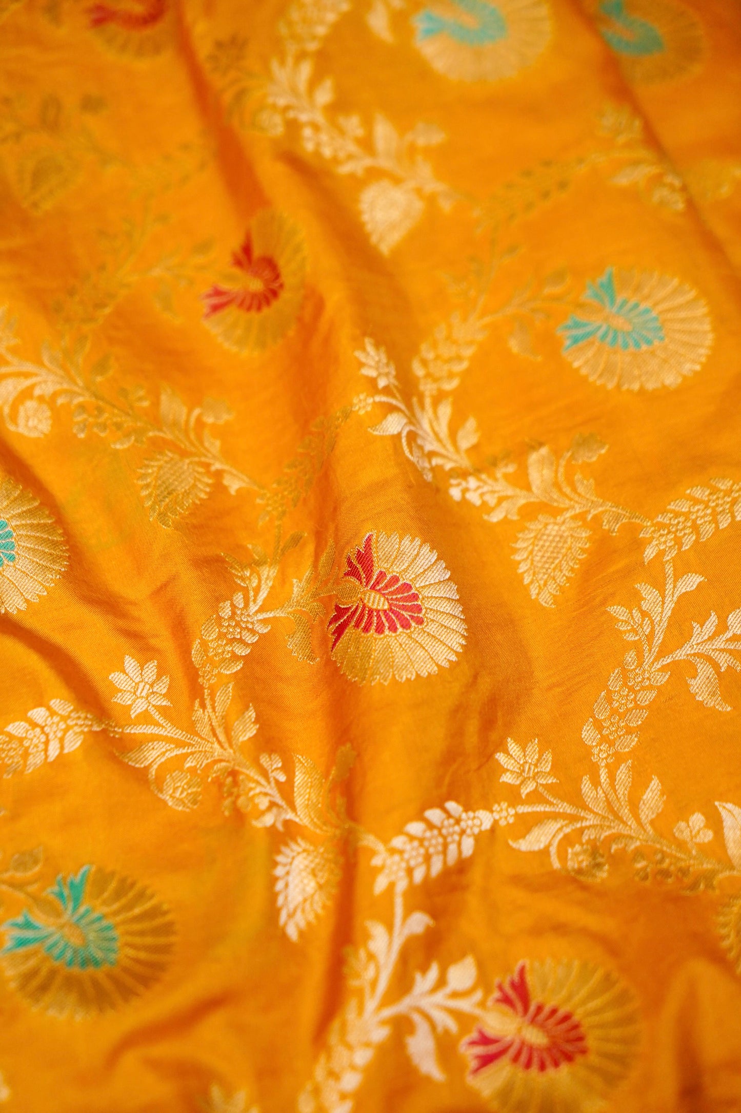 Yellow Katan Meenakari Banarasi Silk Saree