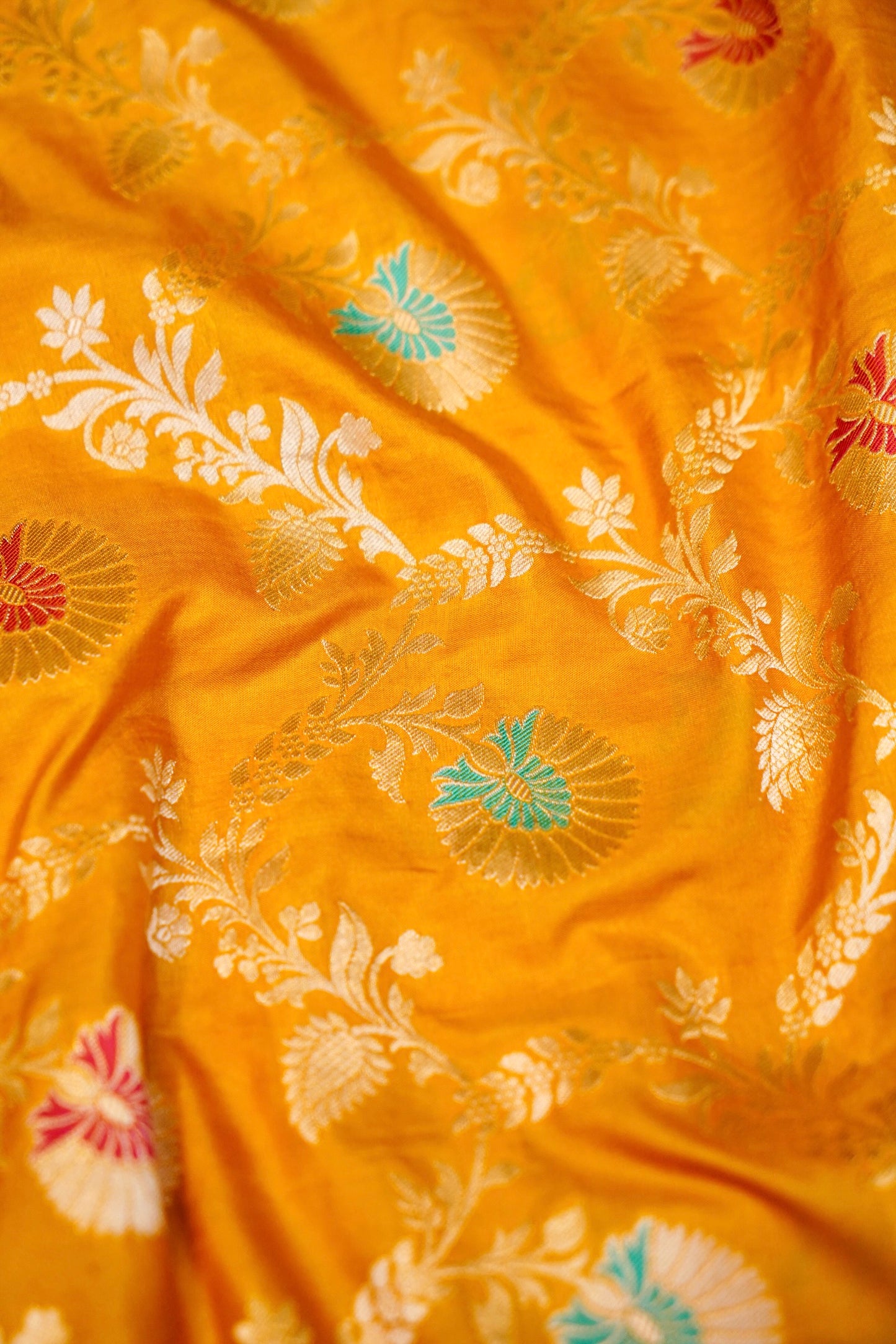 Yellow Katan Meenakari Banarasi Silk Saree