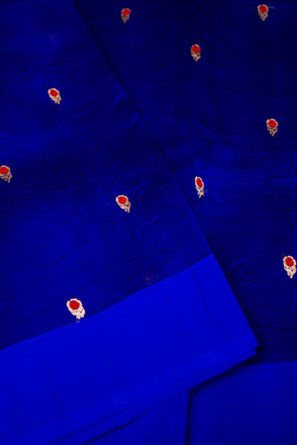 Blue Pure Kora Silk Saree