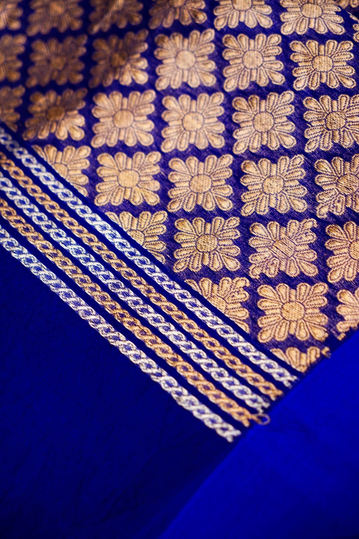 Blue Pure Kora Silk Saree