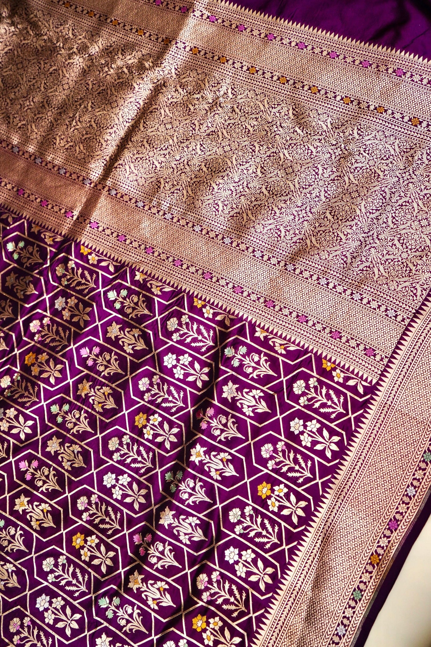 Purple Katan Meenakari Banarasi Silk Saree