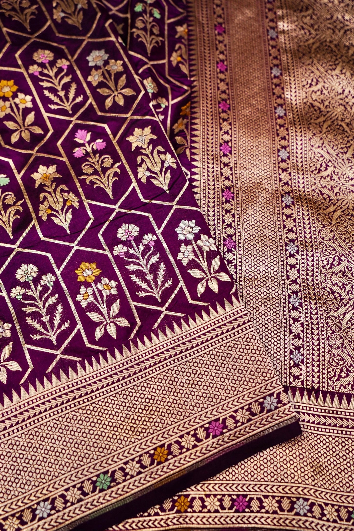 Purple Katan Meenakari Banarasi Silk Saree