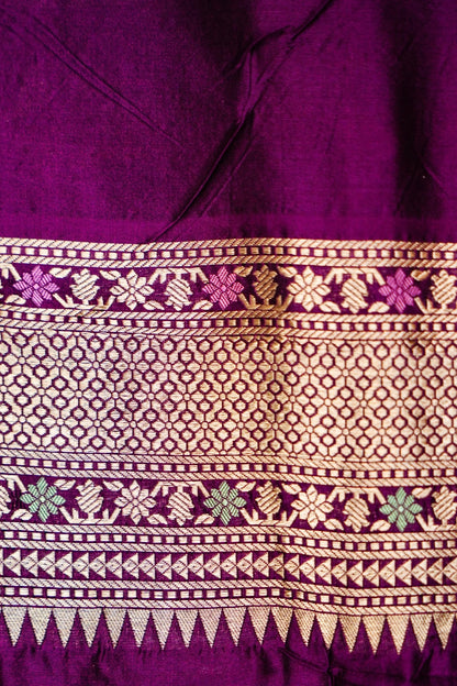 Purple Katan Meenakari Banarasi Silk Saree