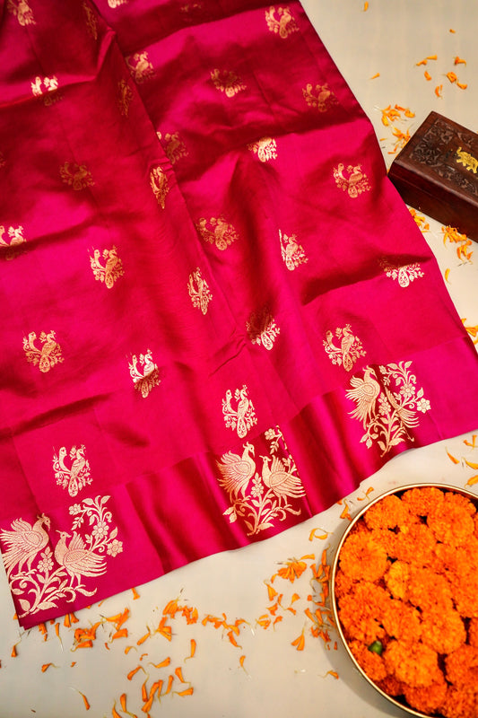 Pink Pure Mulberry Katan Silk Saree