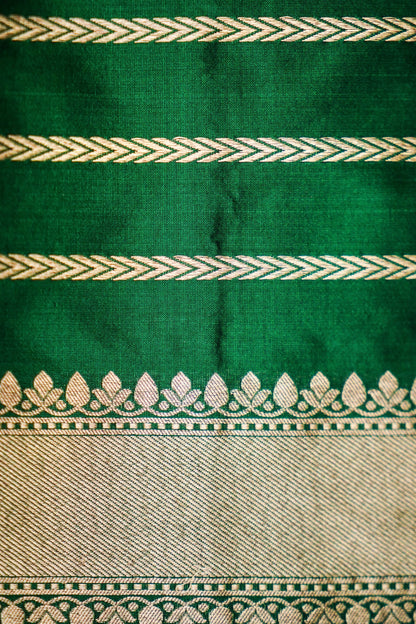 Dark Green Pure Banarasi Katan Silk Saree