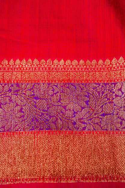 Orange Dupion Handloom Silk Saree