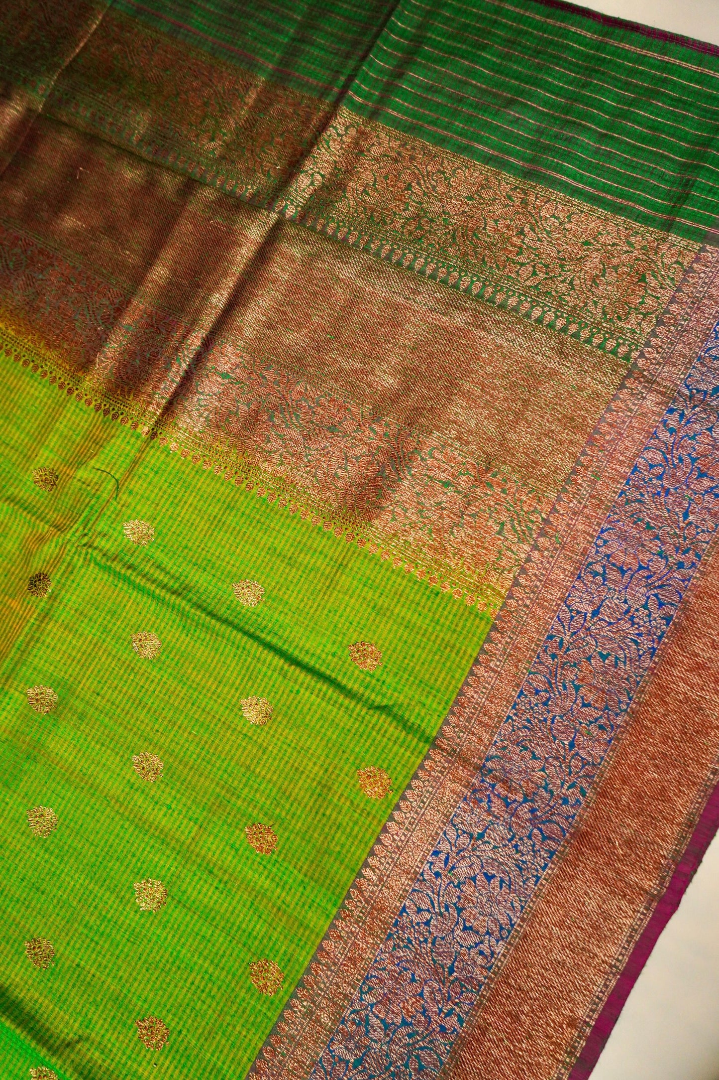 Green Dupion Handloom Silk Saree