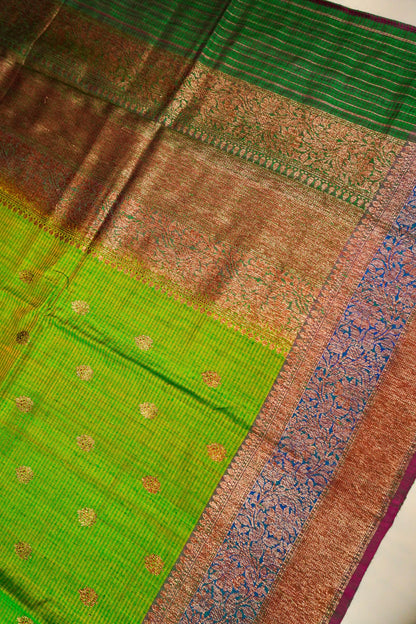Green Dupion Handloom Silk Saree
