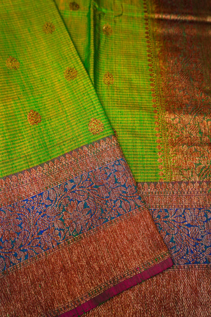 Green Dupion Handloom Silk Saree