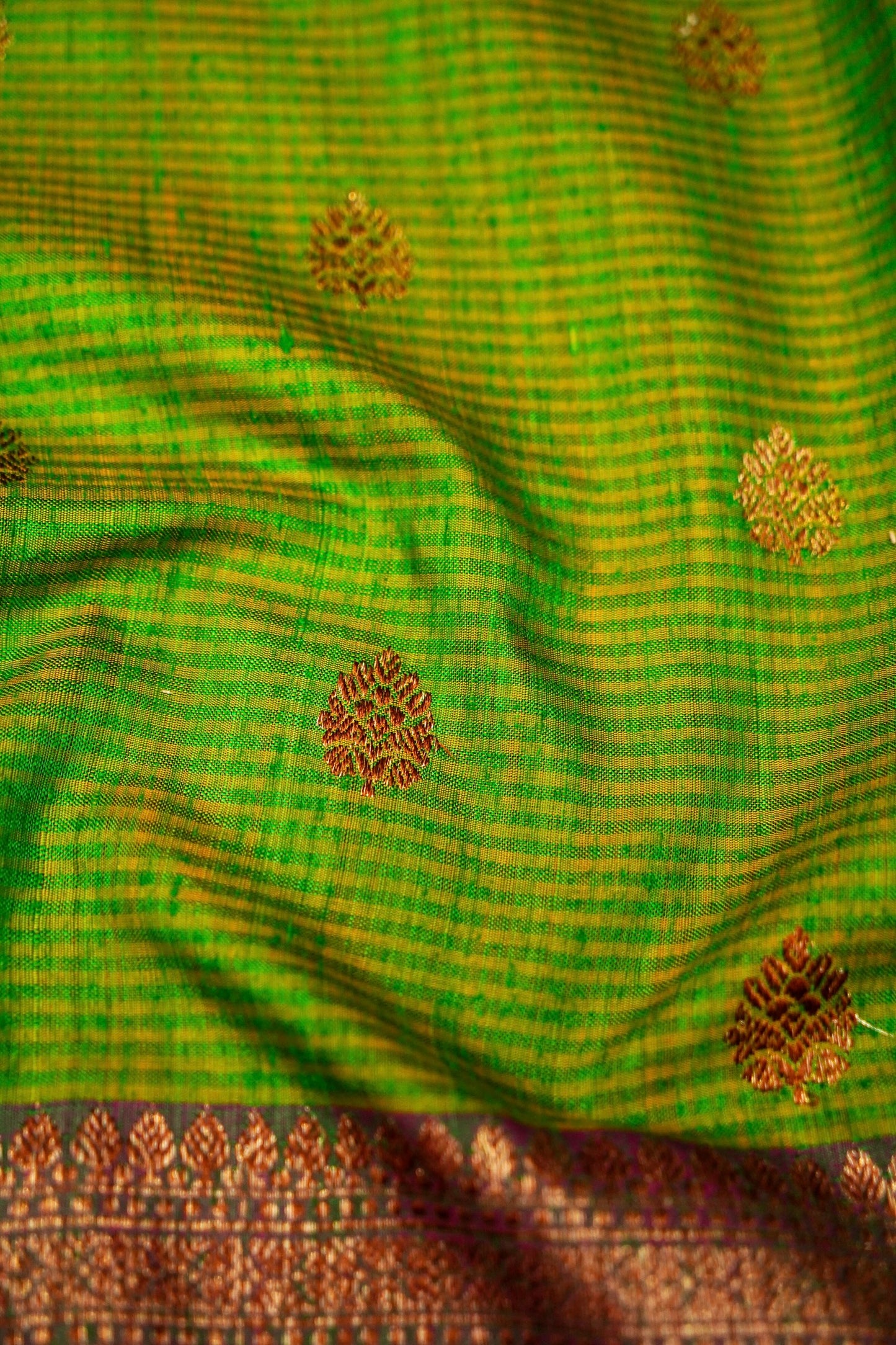 Green Dupion Handloom Silk Saree