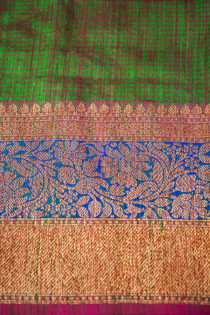 Green Dupion Handloom Silk Saree
