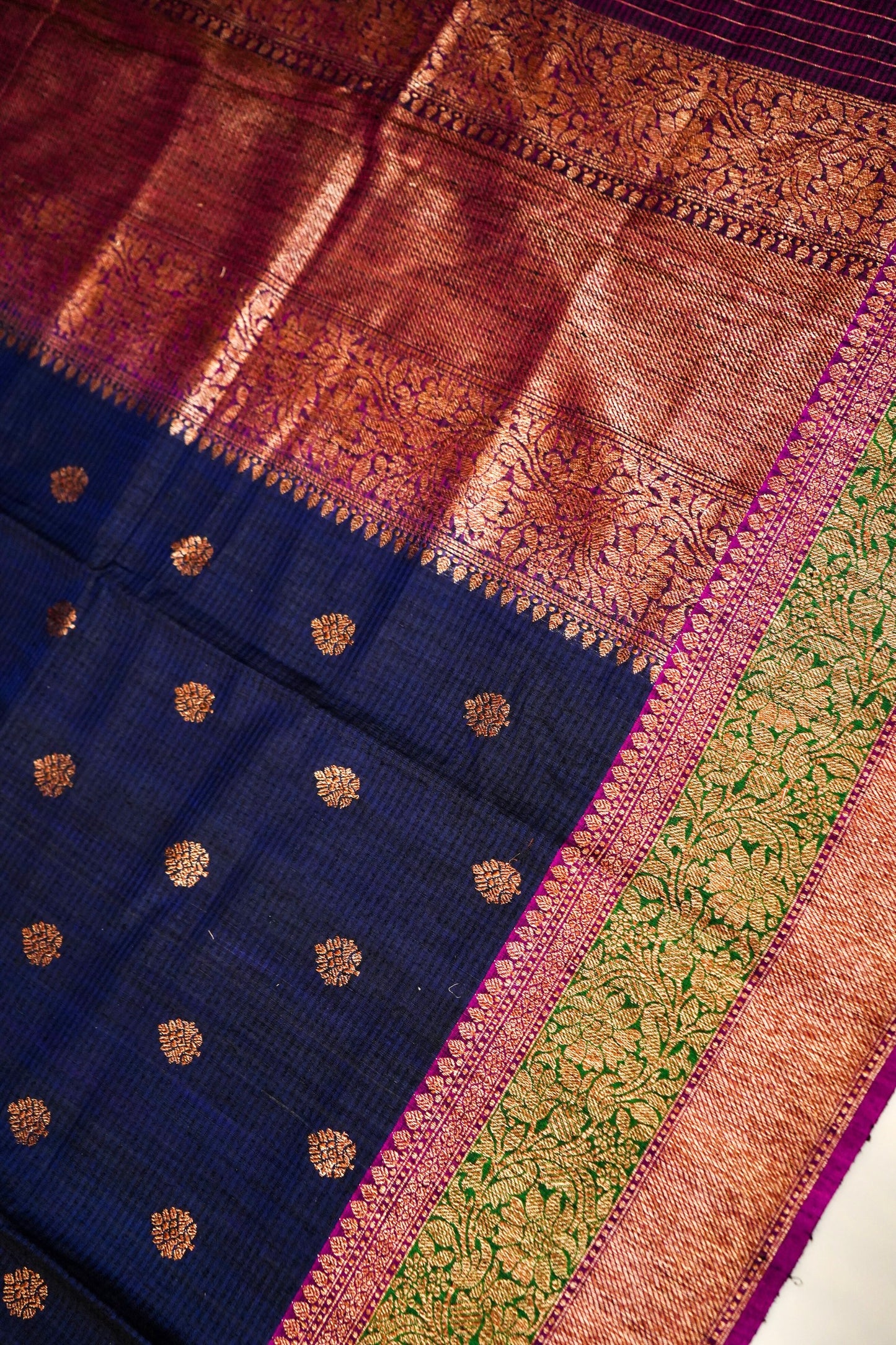 Dark Blue Dupion Handloom Silk Saree
