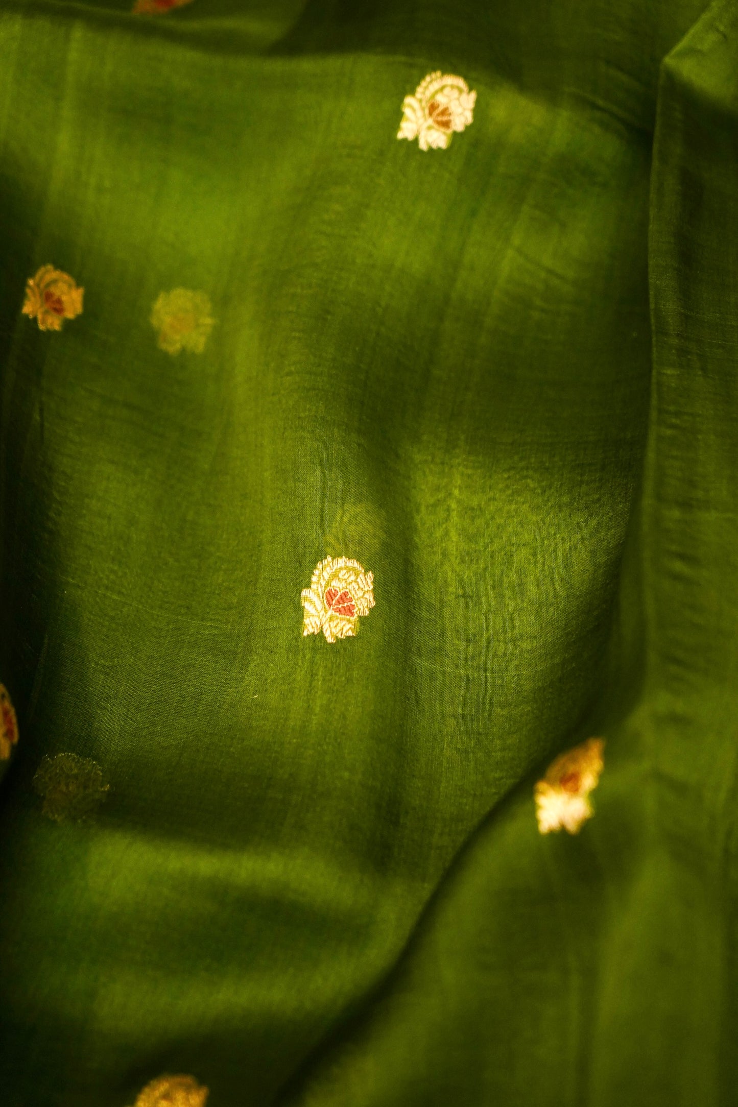 Green Pure Kora Silk Saree