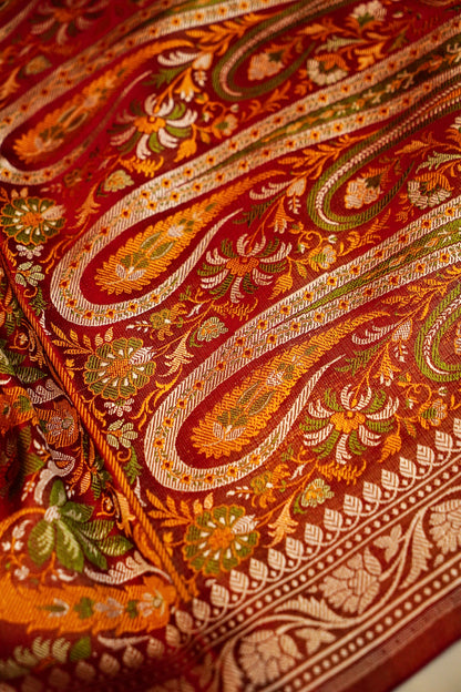 Red Pure Banarasi Mashru Silk Saree