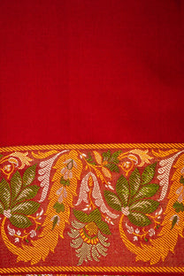 Draped look of royal red Mashru silk saree handcrafted in Varanasi