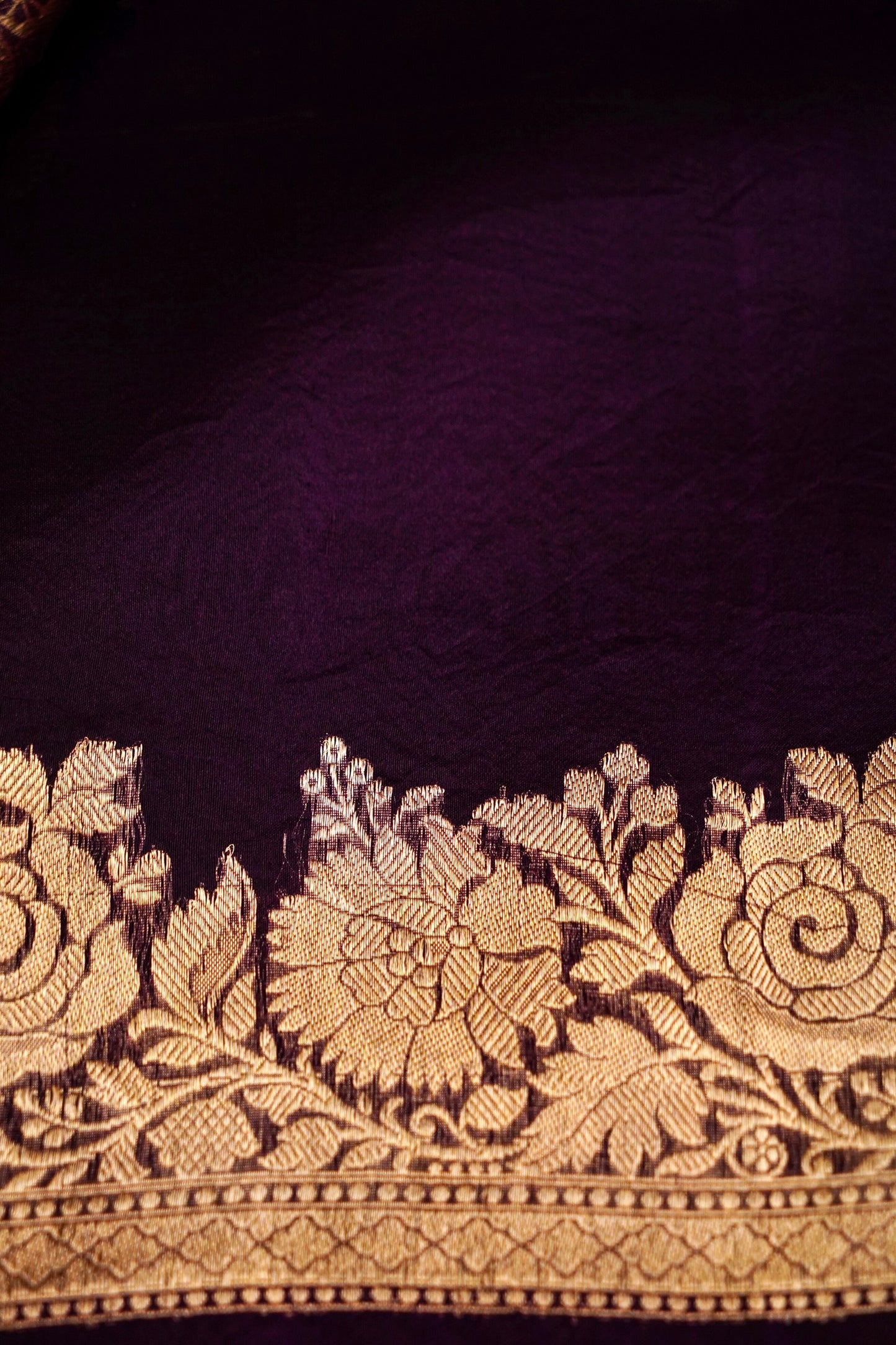 Dark Purple Pure Kora Silk Saree