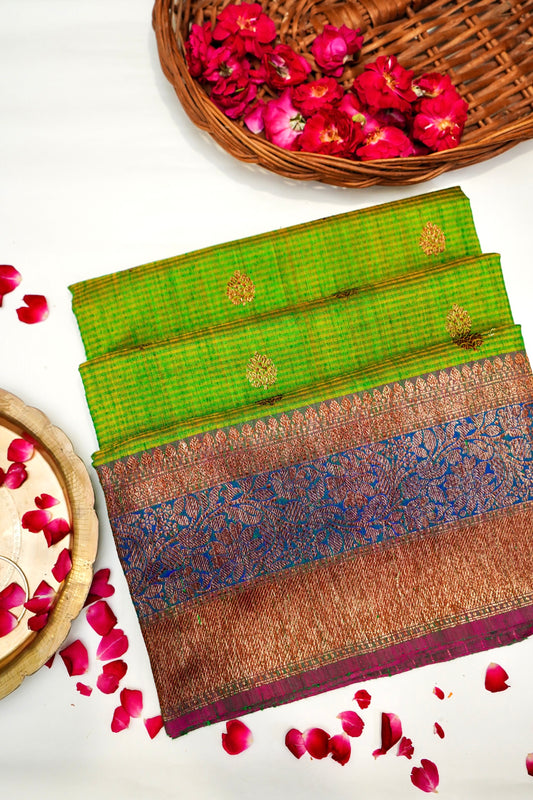 Green Dupion Handloom Silk Saree