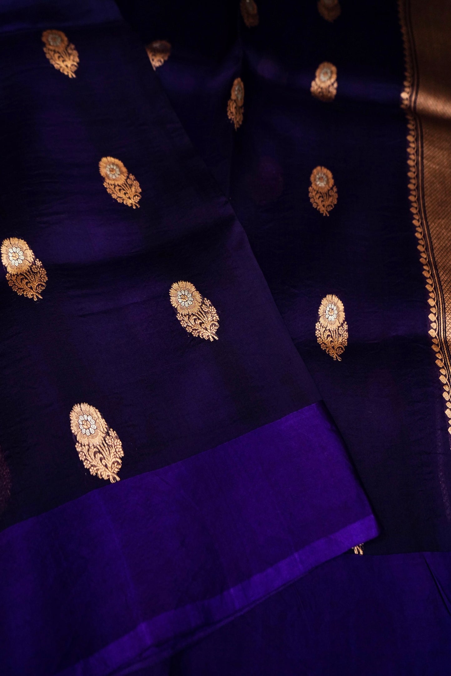 Purple Pure Kora Silk Saree