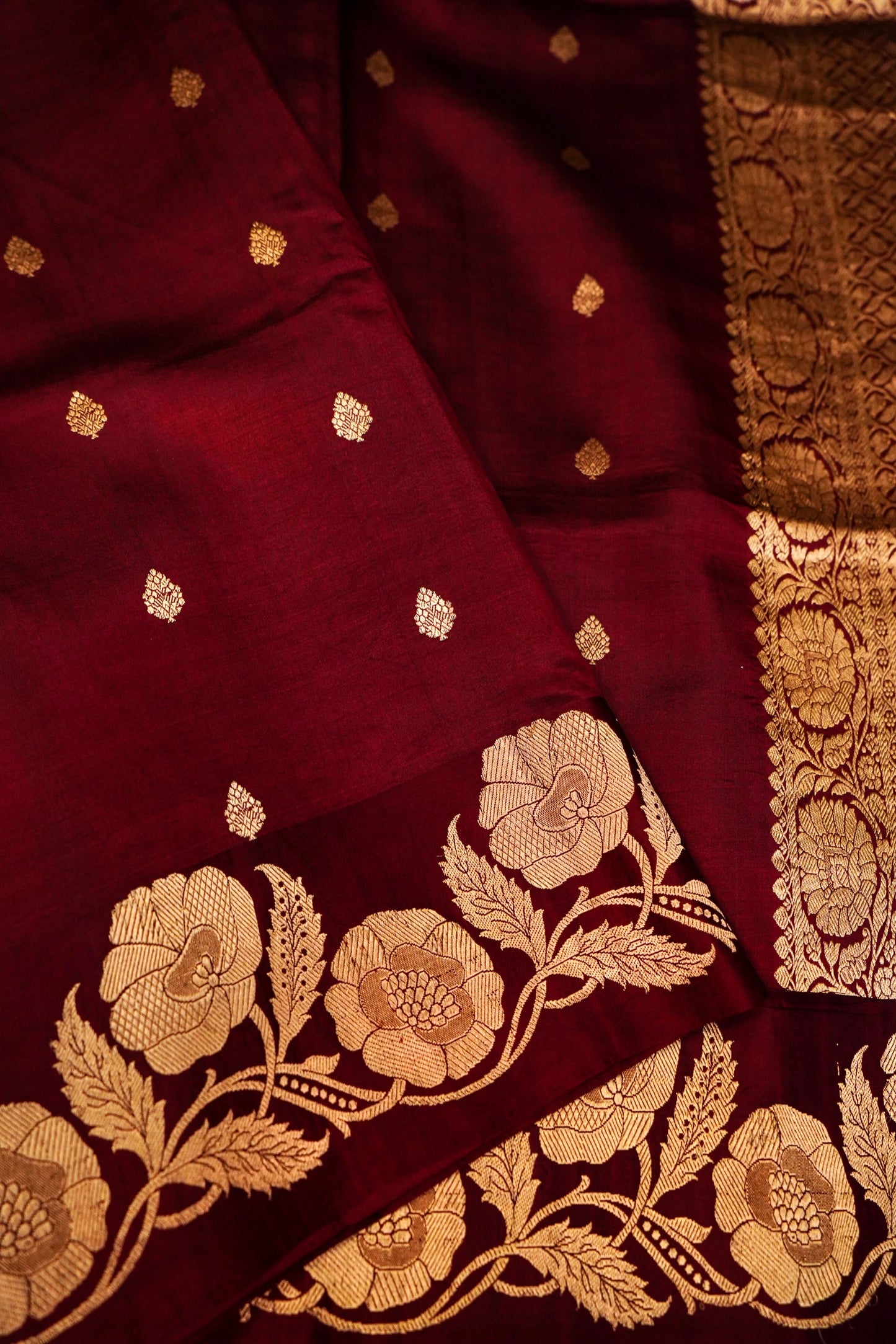 Brown Pure Mulberry Katan Silk Saree