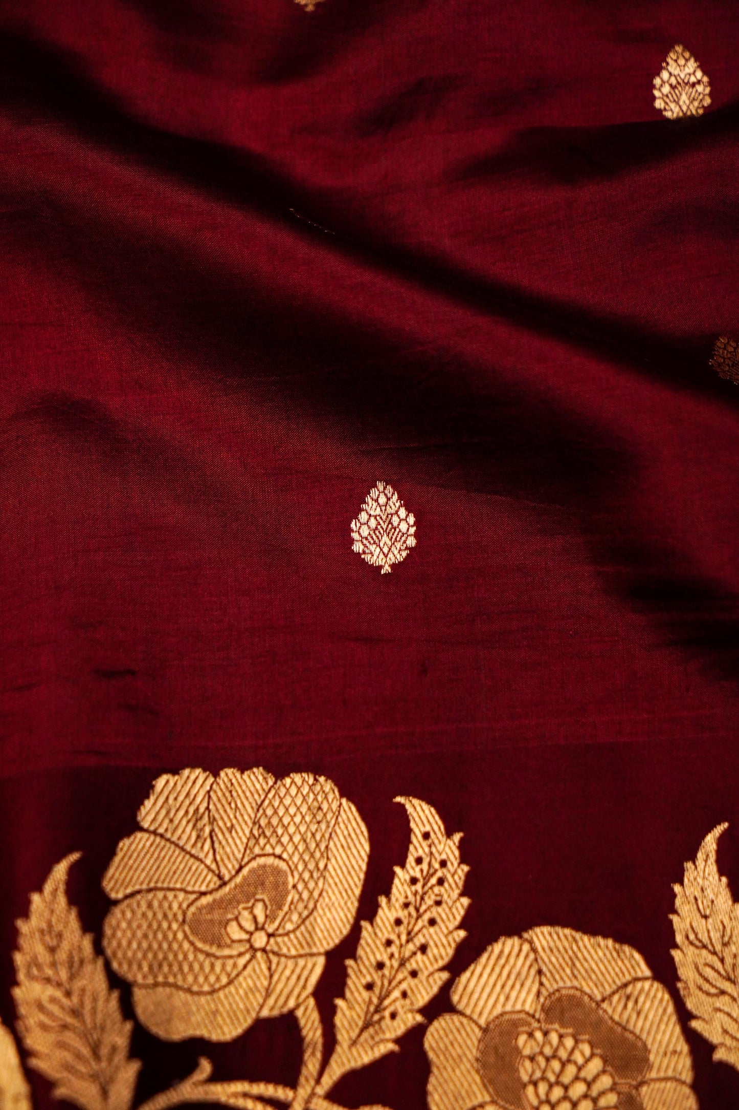 Brown Pure Mulberry Katan Silk Saree