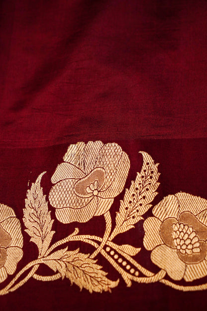 Brown Pure Mulberry Katan Silk Saree