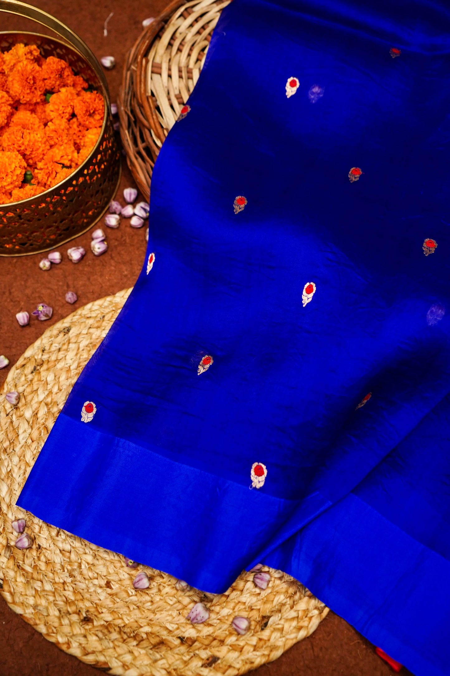 Blue Pure Kora Silk Saree