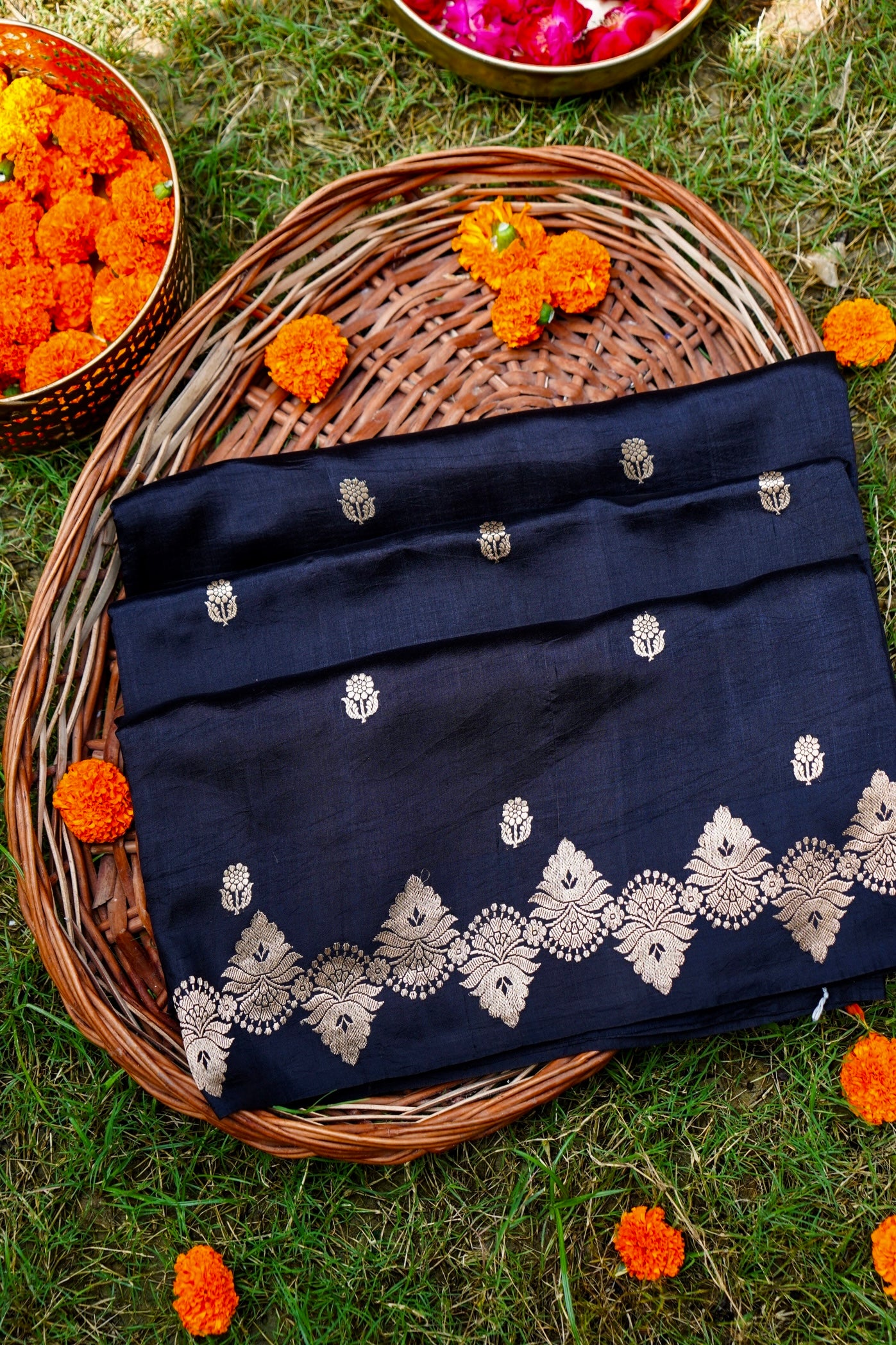 Black Pure Mulberry Katan Silk Saree