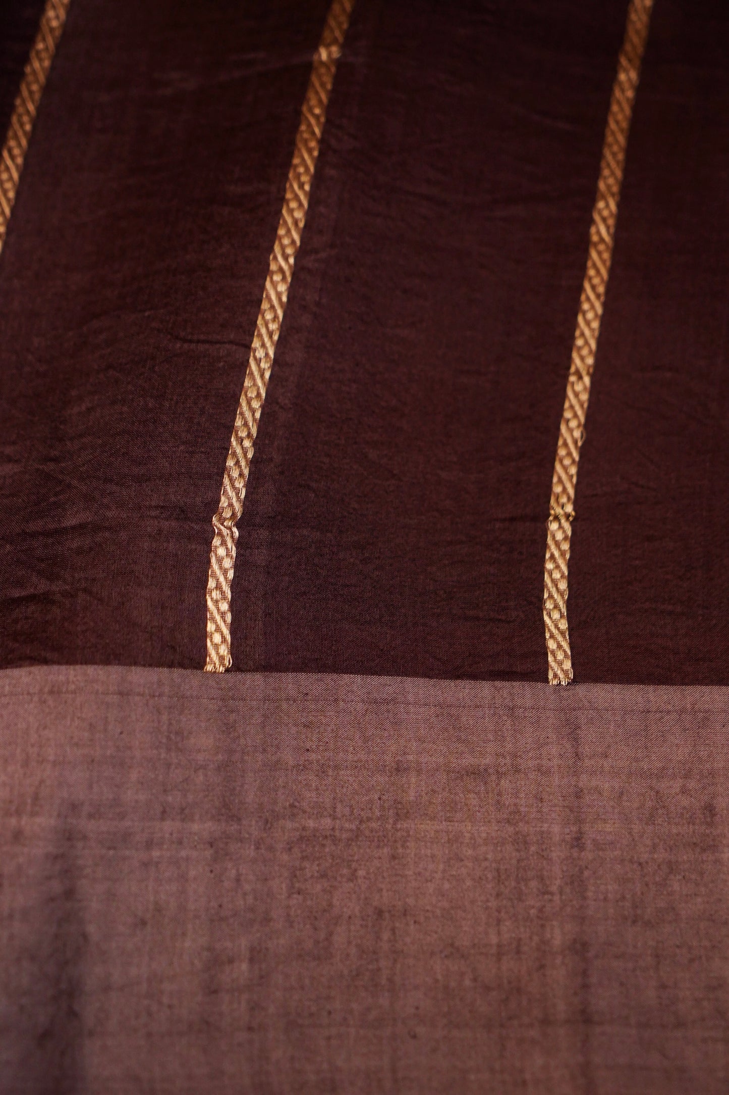 Brown Pure Kora Silk Saree