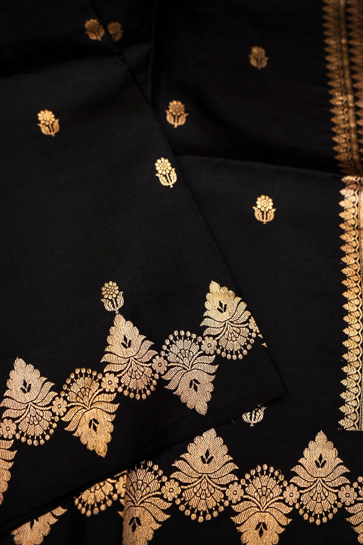 Black Pure Mulberry Katan Silk Saree