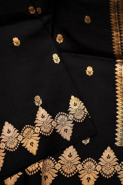 Black Pure Mulberry Katan Silk Saree