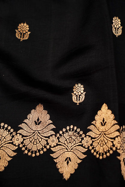 Black Pure Mulberry Katan Silk Saree