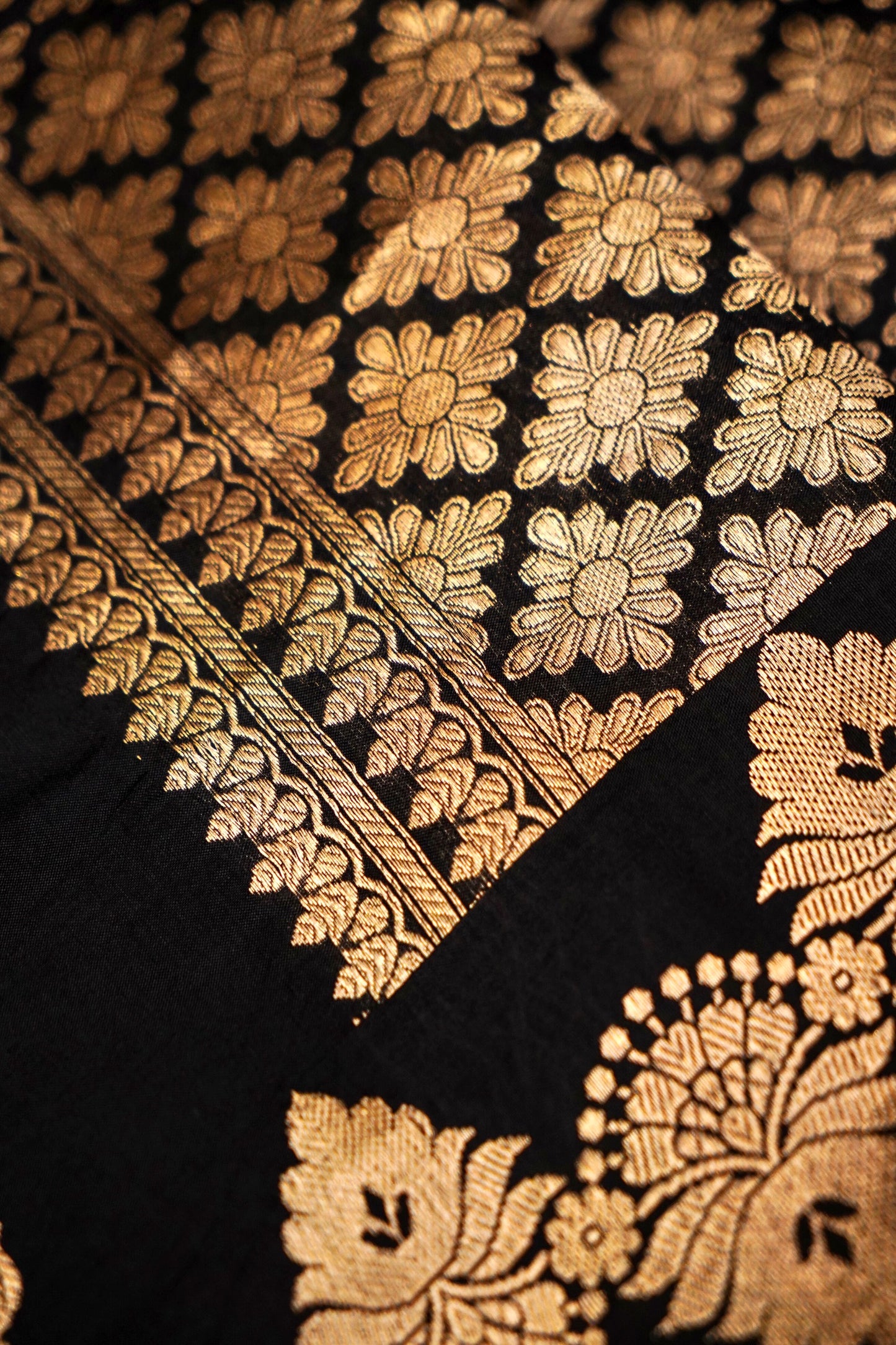 Black Pure Mulberry Katan Silk Saree