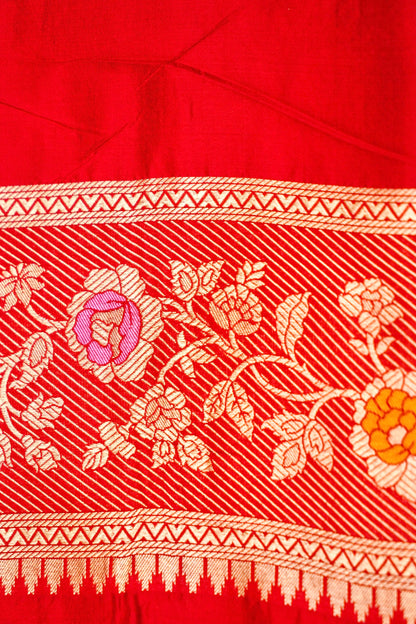 Red Katan Meenakari Banarasi Silk Saree