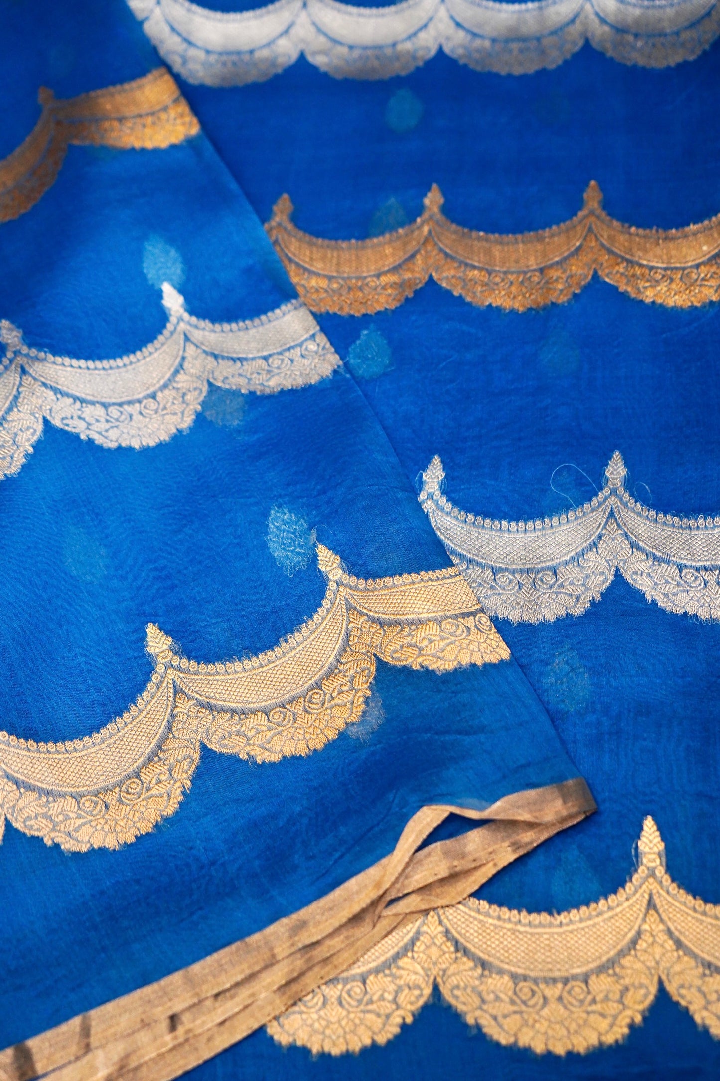 Blue Pure Kora Silk Saree
