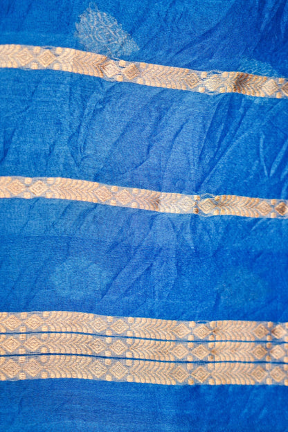 Blue Pure Kora Silk Saree