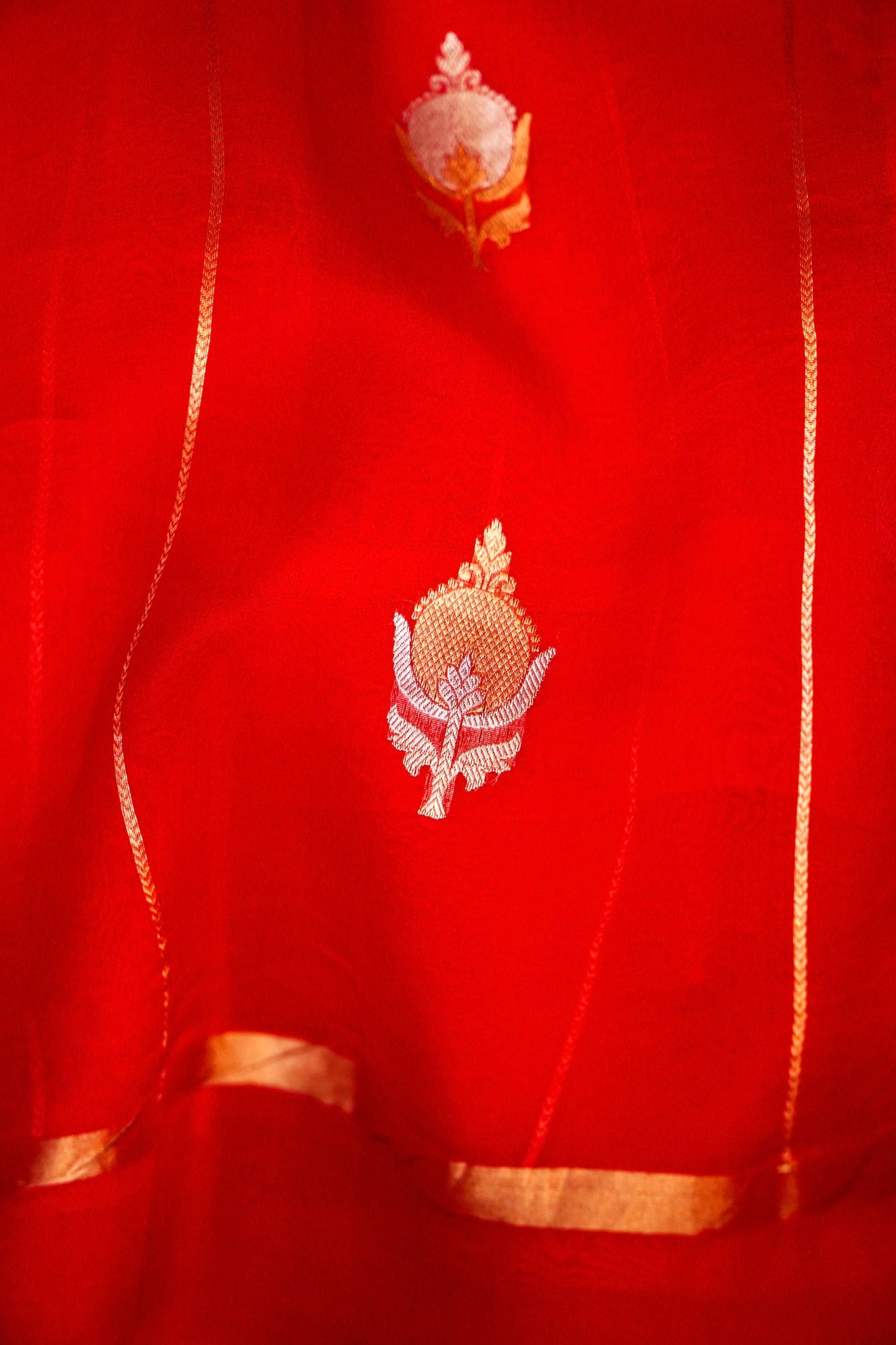 Red Pure Kora Silk Saree