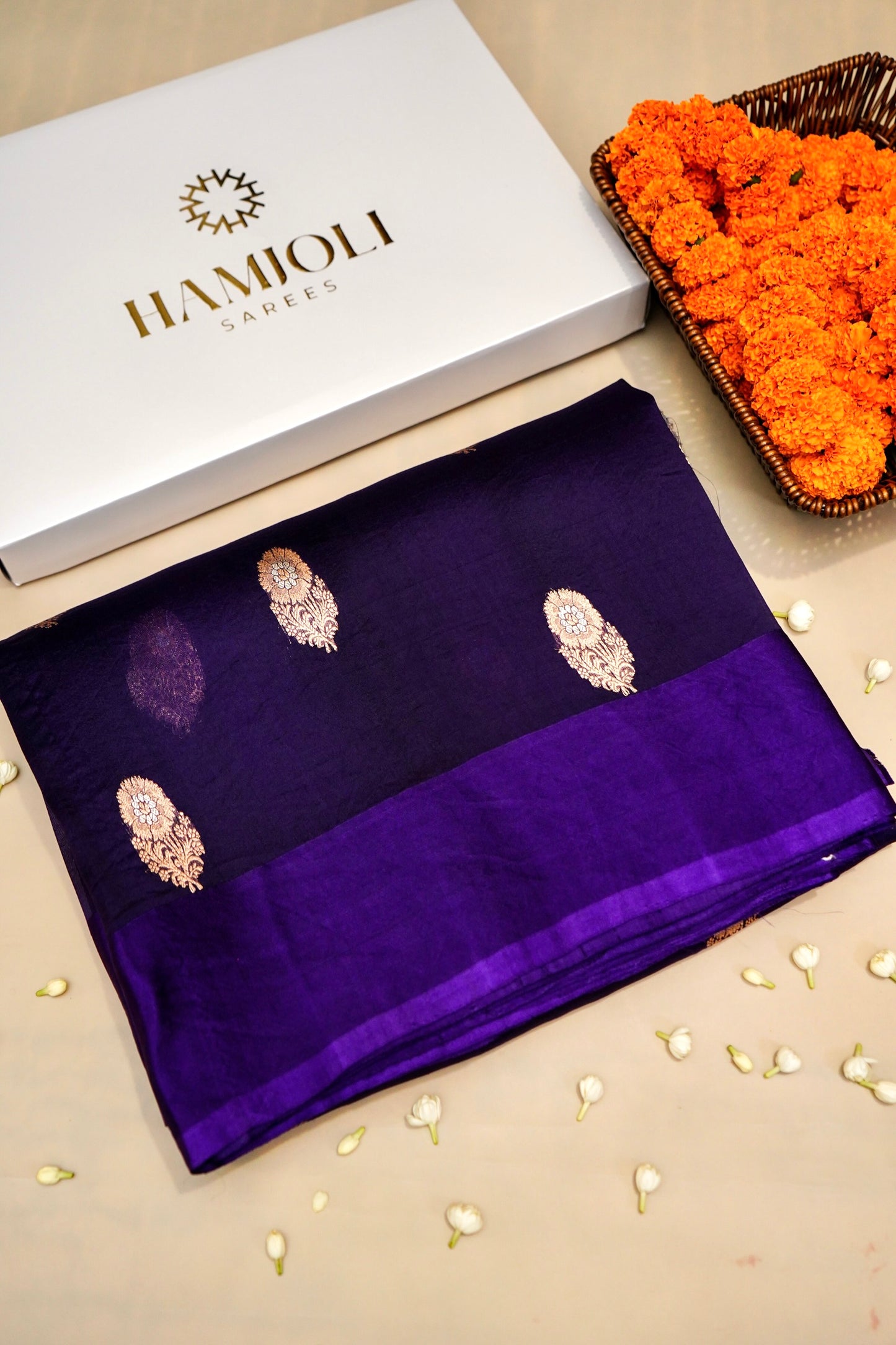 Purple Pure Kora Silk Saree