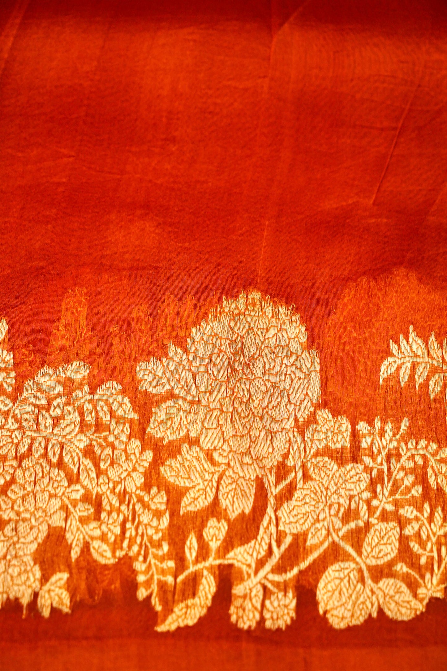 Orange Pure Kora Silk Saree