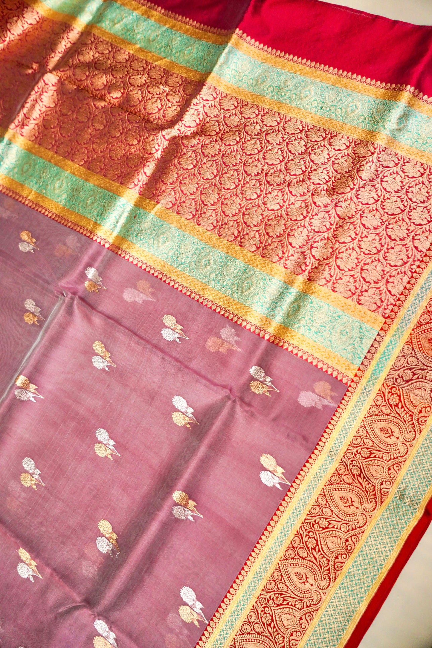 Pink Banarasi Handloom Double Kora Katan Handloom Saree