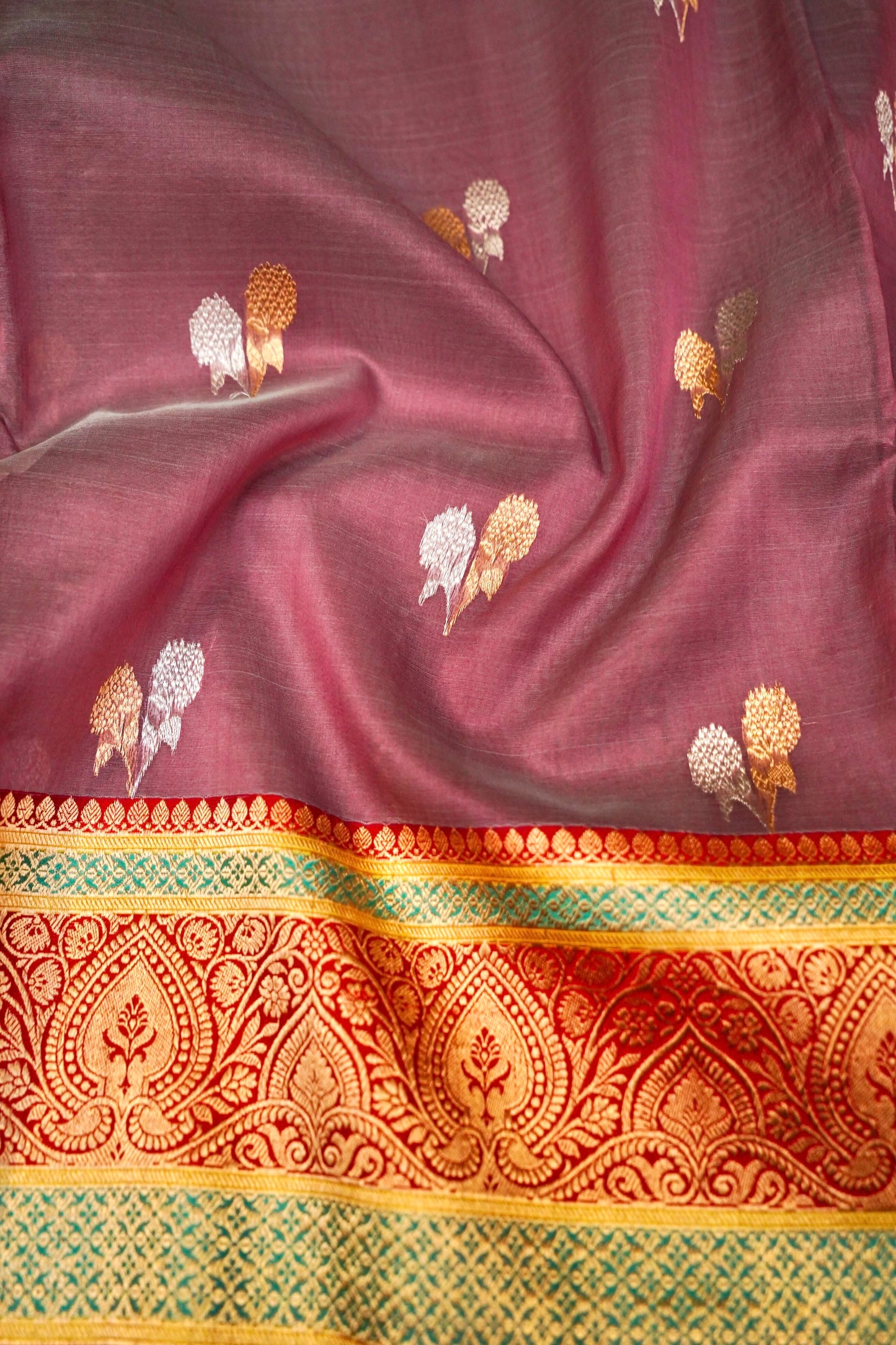 Pink Banarasi Handloom Double Kora Katan Handloom Saree