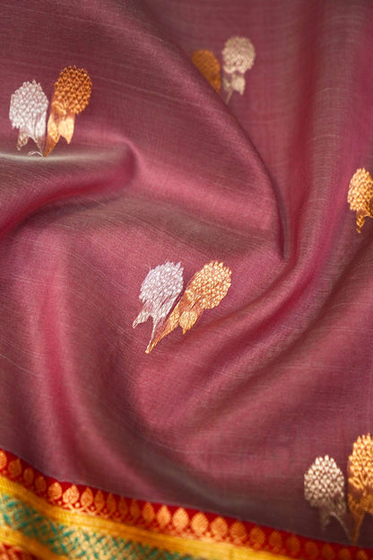 Pink Banarasi Handloom Double Kora Katan Handloom Saree