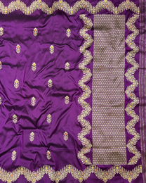 Purple handloom Banarasi Katan boota saree in pure silk drape